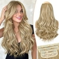 thumbnail image 2 of Clip in Hair Extensions,  Long Layered Soft Invisible Synthetic Curly Hairpieces for Women,4 pcs(20 Inch,Beach Blonde), 2 of 7