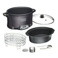 thumbnail image 1 of WESTON BRANDS 2-in-1 Indoor Electric Smoker & Programmable Slow Cooker, 6 Quart, With 3-Tier Smoking Rack for Meat, Cheese and More, Dishwasher Safe Crock, Temperature Probe, Black (03-2500-W), 1 of 5