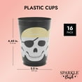thumbnail image 3 of Sparkle and Bash Pirate Cups - 16 oz, Black, 16 Count - Durable Reusable Skull Plastic Tumblers & Pirate Party Supplies, 3 of 7