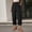 Black, variant on Women's Cotton Linen Casual Pants Summer Wide Leg Loose Ruffle High Waist Cropped Drawstring Palazzo Flowy Trousers with Pockets Khaki XL(XL)