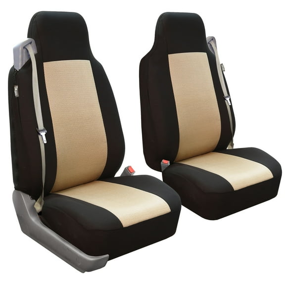 FH Group Built-In Seatbelt Cloth Seat Covers  Fit For Car Truck SUV Van - Front Seat
