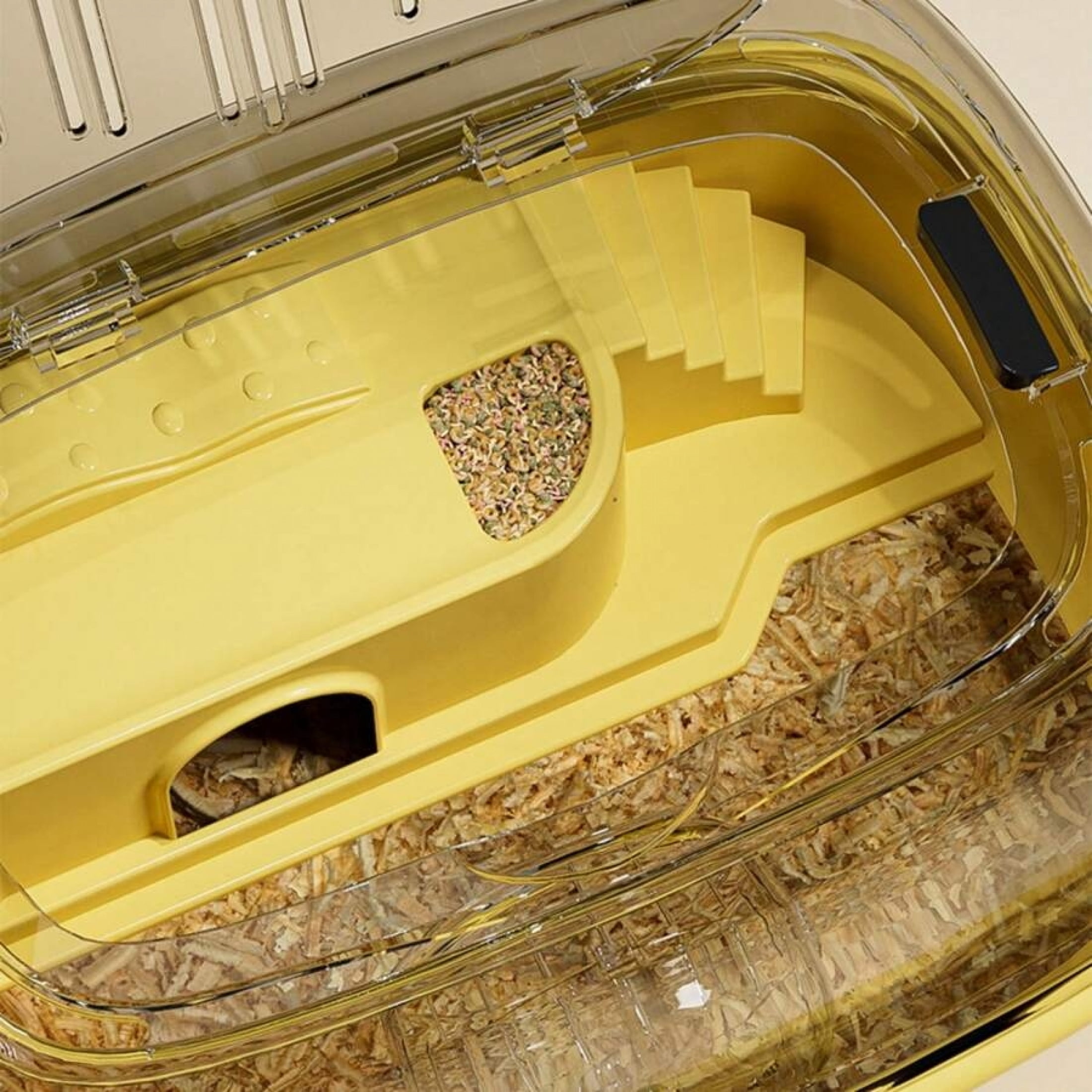 Large Double Layer Transparent Hamster Cage, Full View Ventilated Small Animal Villa with Running Wheel Water Bottle Food Basin, Openable Top Habitat Cage