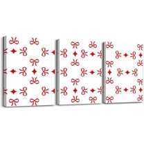 Hieng Red Bow Bathroom Wall Art for Home Decor Canvas Wall Art Watercolor Bow Office Wall Decorations Artwork Posters Teens Decor Cute Bowknot Wall Painting（Only canvas）