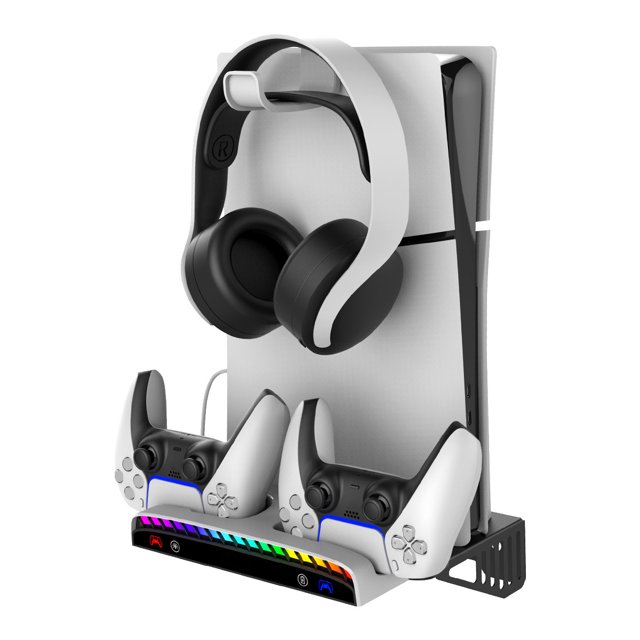 Support Mural Multifonction pour Console PlayStation Slim avec Station de Recharge pour Manettes
