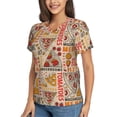 thumbnail image 2 of V Neck Tee Tops Summer Short Sleeve Casual T-Shirts, Italian Pizza Mushrooms Vintage, 2 of 6
