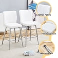 thumbnail image 3 of Ciphrias Bar Stools Set of 2, White PU Leather Upholstered Counter Height Chairs with Backrest Footrest Silver Metal Legs for Kitchen Island Bar, 3 of 8