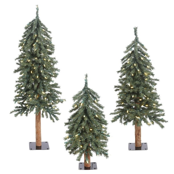 Vickerman Artificial Christmas Tree 2', 3', 4' Natural Bark Alpine Tree