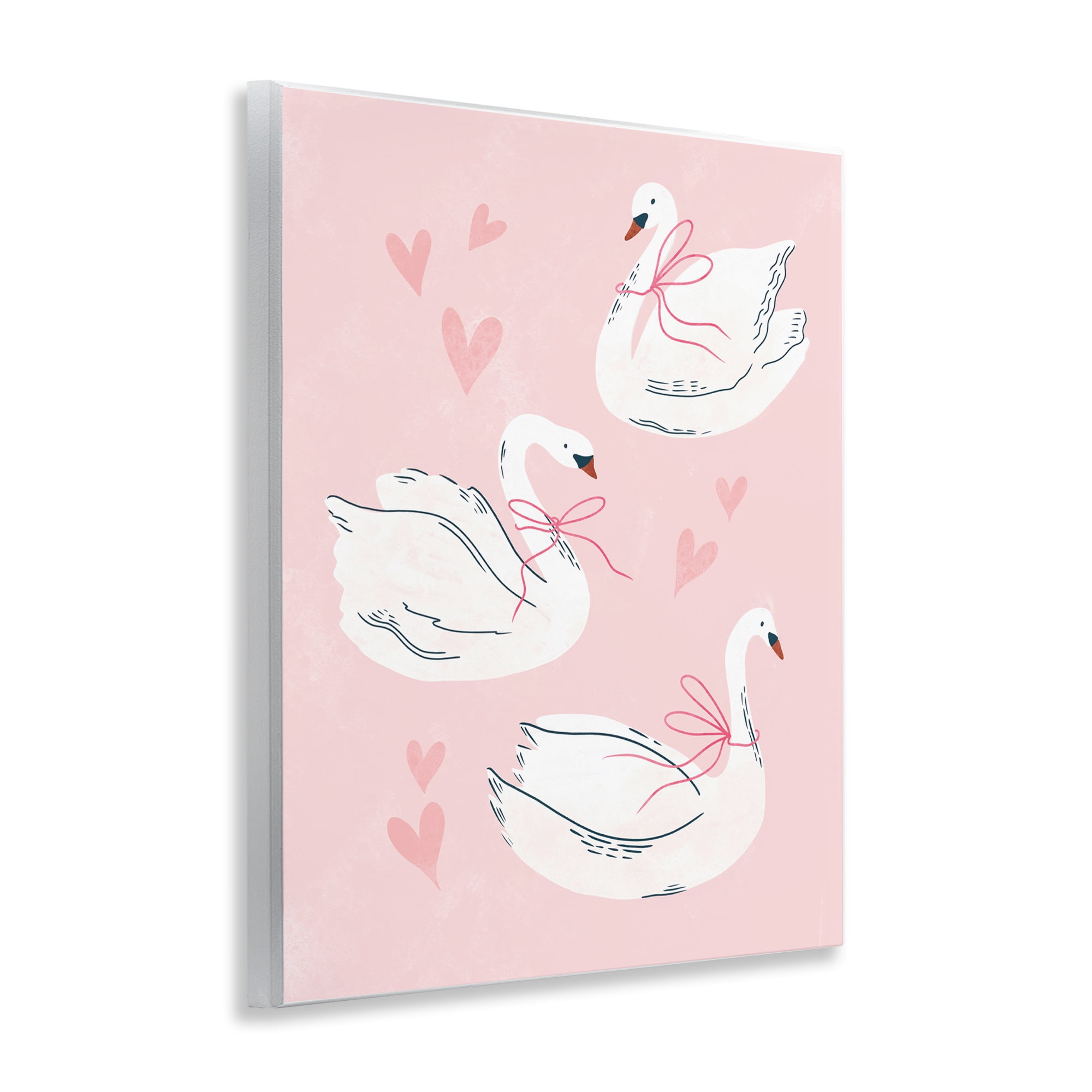 Stupell Industries Pastel Ribbons on Swans Animals Painting Unframed Art Print Wall Art, 11 x 14