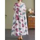 thumbnail image 5 of Vestido suelto de mujer con bolsillos, volantes, cuello en V, manga corta, vestido vintage de v Abanopi Vestido, 5 of 7