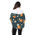 thumbnail image 4 of FORMRS Womens Scarf Winter Soft Long Big Warm Shawls Wrap Tassel Scarves, Green Floral Oranges, 4 of 9
