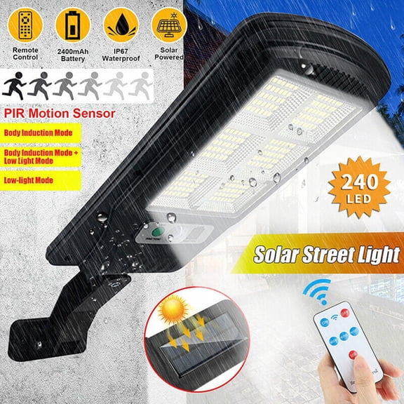 UMEXUS Solar Wall Lights, 240 LED PIR Motion Sensor Remote Control Lamp for Street Yard Outdoor Lamp, IP67 Waterproof