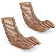 thumbnail image 1 of Gymax Set of 2 Acacia Wood Patio Chaise Lounge Chair Outdoor Rocking Chair w/ Slatted Design, 1 of 10