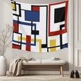 thumbnail image 5 of Red Blue Black, Tapestry for Bedroom Wall Hanging Tapestry, Geometric Yellow Abstract Middle Century Ceiling Backdrop Tapestries Poster Blanket Wall Decor for Teens Room Living Room Dorm 59" x 90", 5 of 8