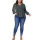 thumbnail image 2 of Agnes Orinda Women's Plus Size Top Long Sleeve Pleated Notch V Neck Floral Tunic Dressy Casual Blouses 3X Black Blue, 2 of 6