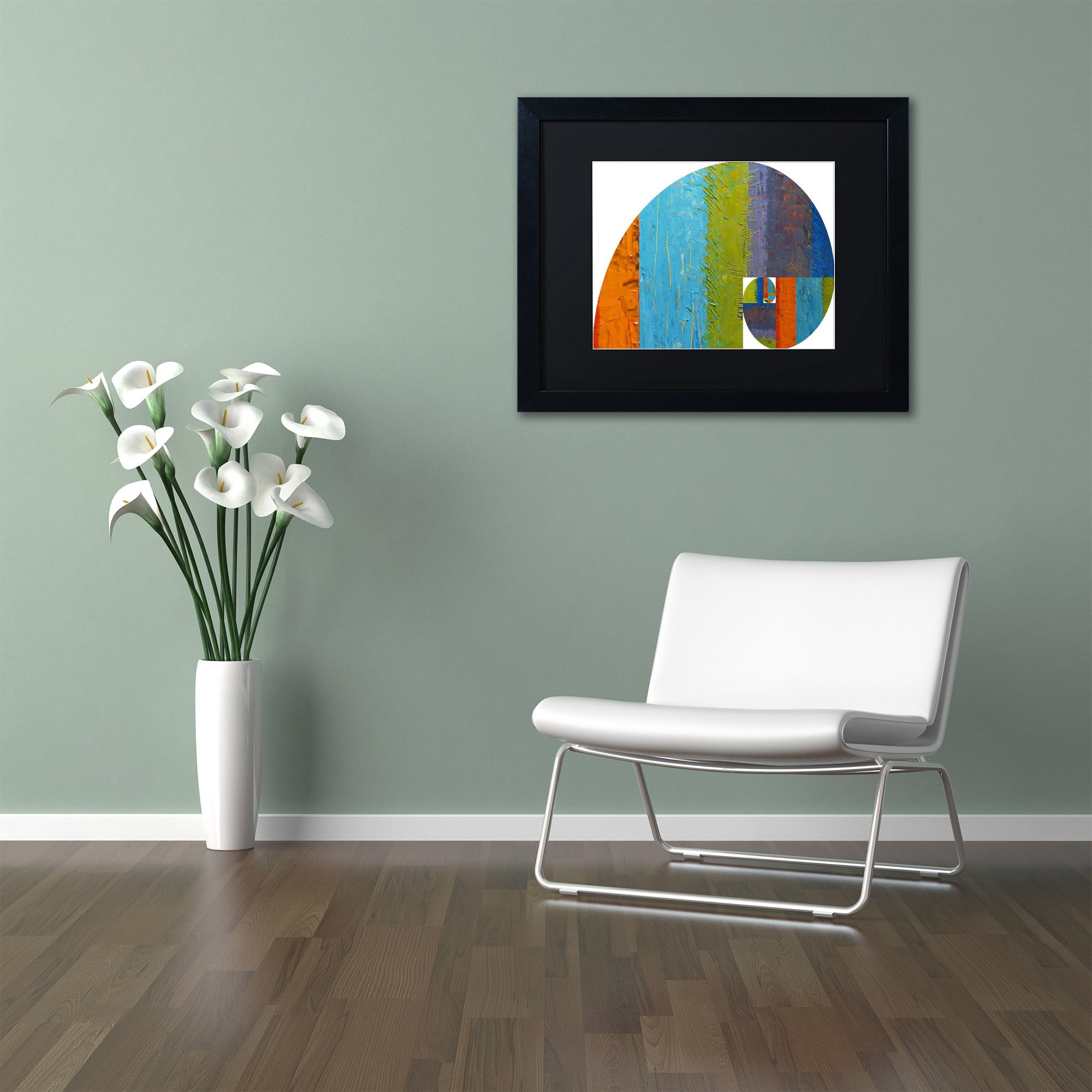 Trademark Fine Art "Fibonacci Spiral" Canvas Art by Michelle Calkins, Black Matte, Black Frame