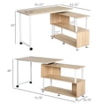 thumbnail image 2 of HomCom L-Shaped Computer Corner Desk and Rotating Shelf Combo for Home Office, Oak Color, 2 of 9