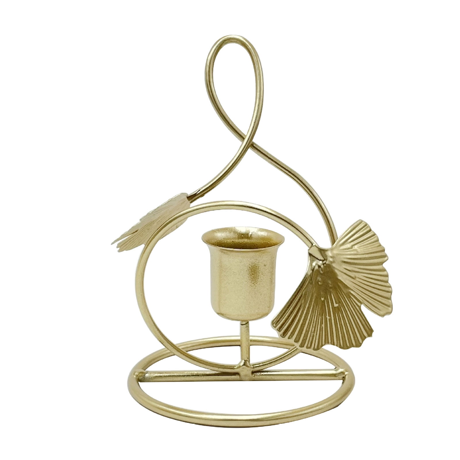 Wrought Iron Ginkgo Leaf Love Heart Candle Holder Metal Candlestick