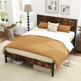 thumbnail image 4 of Costway Queen Bed Frame with Tall Industrial Headboard Heavy-Duty Metal Slats Support Brown, 4 of 10
