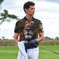 thumbnail image 4 of Daiia Lion Forest Crown Pattern Men’s Polo Shirts,Solid Deck Shirt,Classic Fit, Breathable Cotton Polo for Casual and Sport Wear-Large, 4 of 7