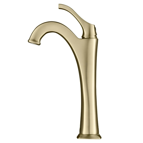 KRAUS Arlo Brushed Gold Tall Vessel Bathroom Faucet with Pop-Up Drain