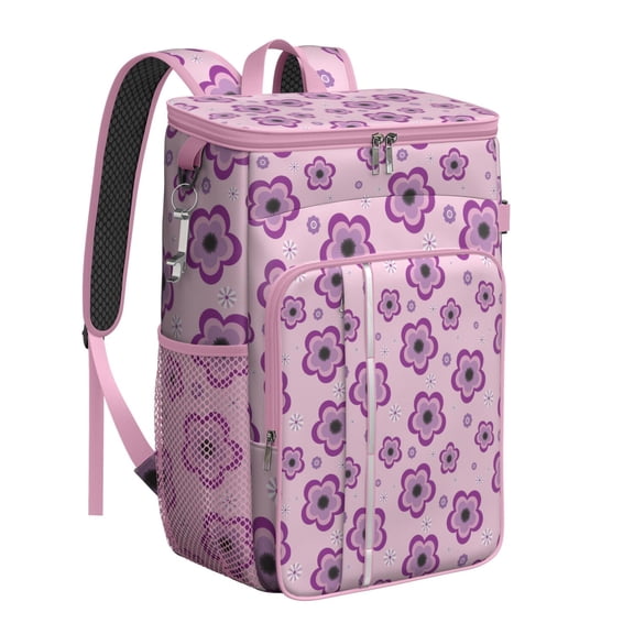 Romantic Rose and Peony Pattern Backpack Cooler, Insulated Leakproof Cooler Bag, Waterproof Lunch Backpack for Aesthetic Nature Lovers