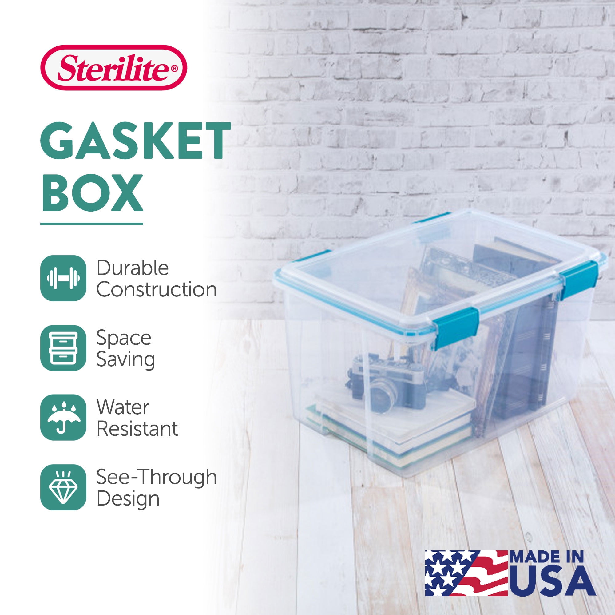 Sterilite 54-Qt Clear Plastic Stackable Storage with Latch Lid, 8 Pack