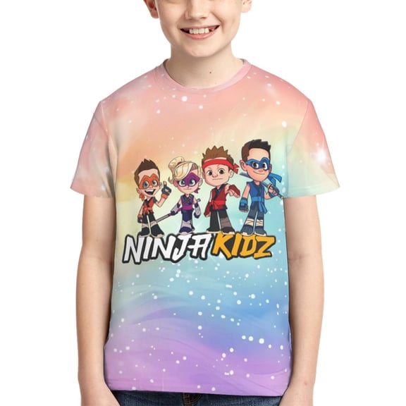 Ninja Kidz Boys Girls T Shirt Kids Short Sleeve Crewneck 3d Printed Graphic Shirts For Kids Youth X-Small