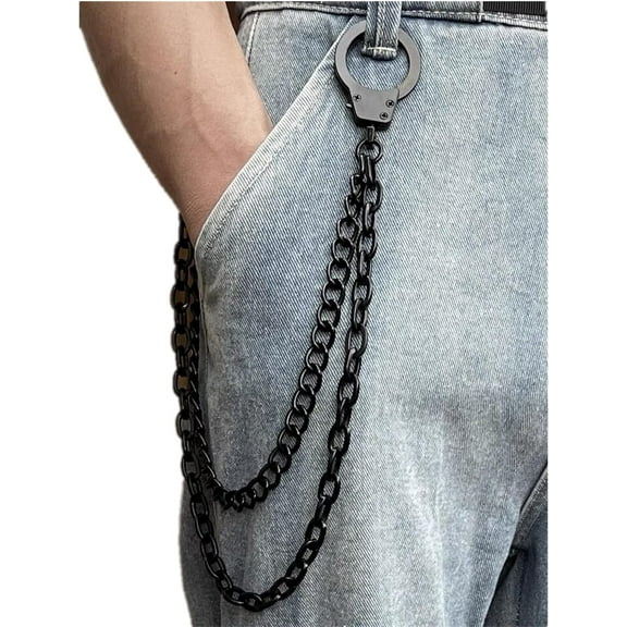 Black Pants Chains Trouser Jeans Punk Chain Hip Hop Goth for Men Women Clothing Accessories
