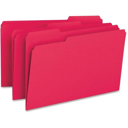 Smead File Folders Legal - 8 1/2" x 14" Sheet Size - 3/4" Expansion - 1/3 Tab Cut - Top Tab Location - Assorted Position Tab Position - 11 pt. Folder Thickness - Red - 1.30 oz - Recycled - 100 / Box