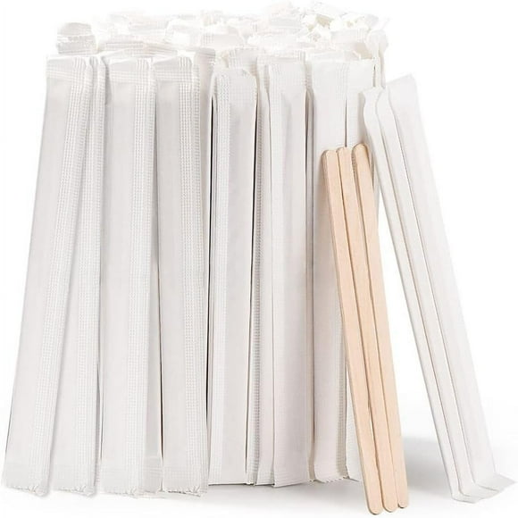 200 Inch Coffee Stirrers for Cocktails and Hot Drinks 5 Inch Coffee Stirrers Pieces Individually Packed Coffee Stirrers Wooden Round Head Disposable Coffee Stirrers