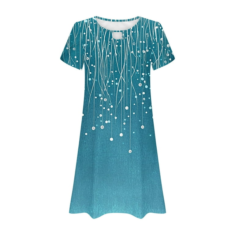 Women's Casual A-Line Dresses with Pockets Summer Floral Tshirt Dress Short  Sleeve Mini Dress Flowy Sundresses, Limited Time Clearance Under 10 Dollars  SA-456