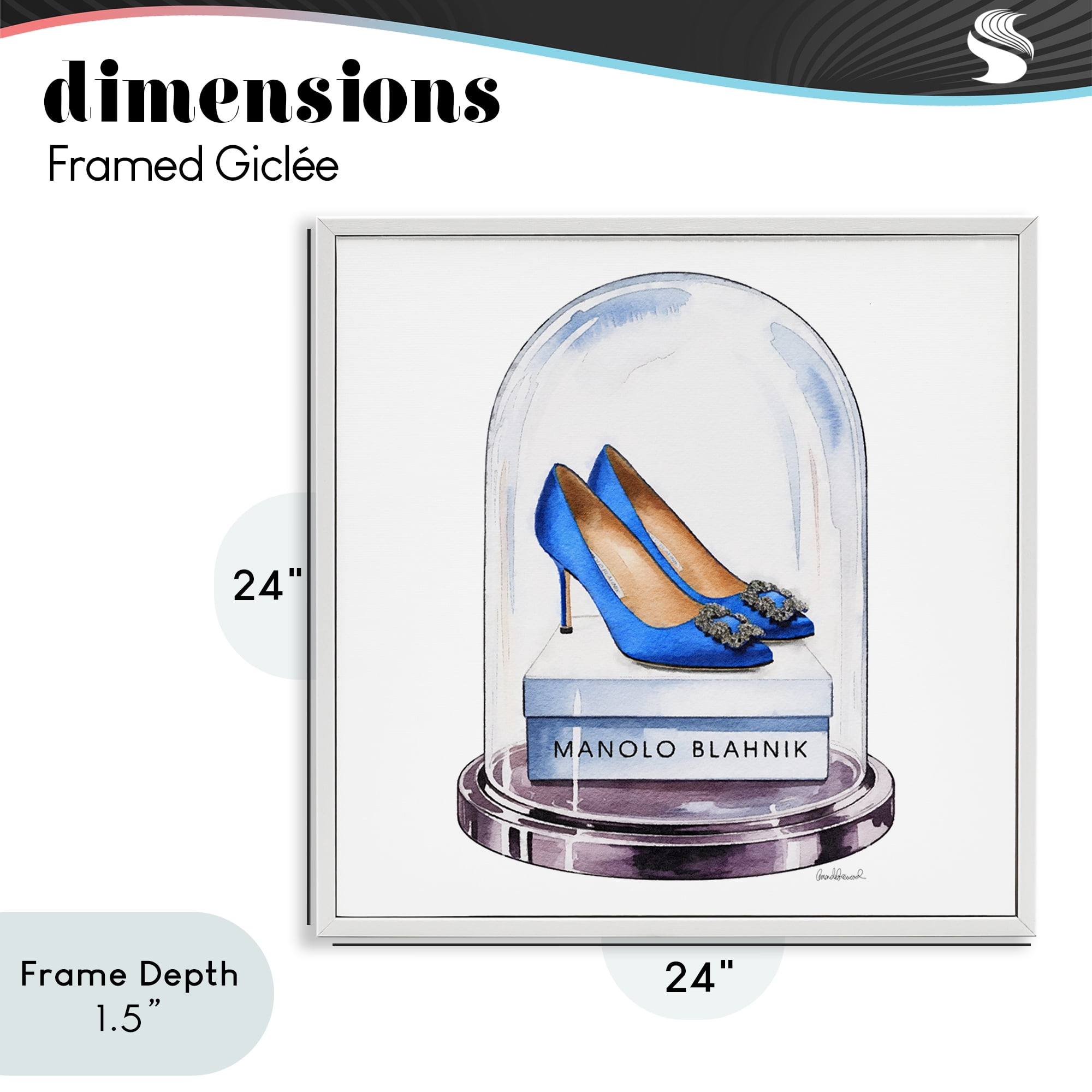 Stupell Industries Blue Heels in Bell Jar White Framed Giclee Art, design by Amanda Greenwood