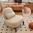 thumbnail image 6 of Peispie Cute Accent Chair with Solid Wood Legs 250lbs, PU Leather Living Room Chair with Soft Cushion, Cozy Armless Reading Chair for Bedroom, Apartment, Balcony, Beige, 6 of 9