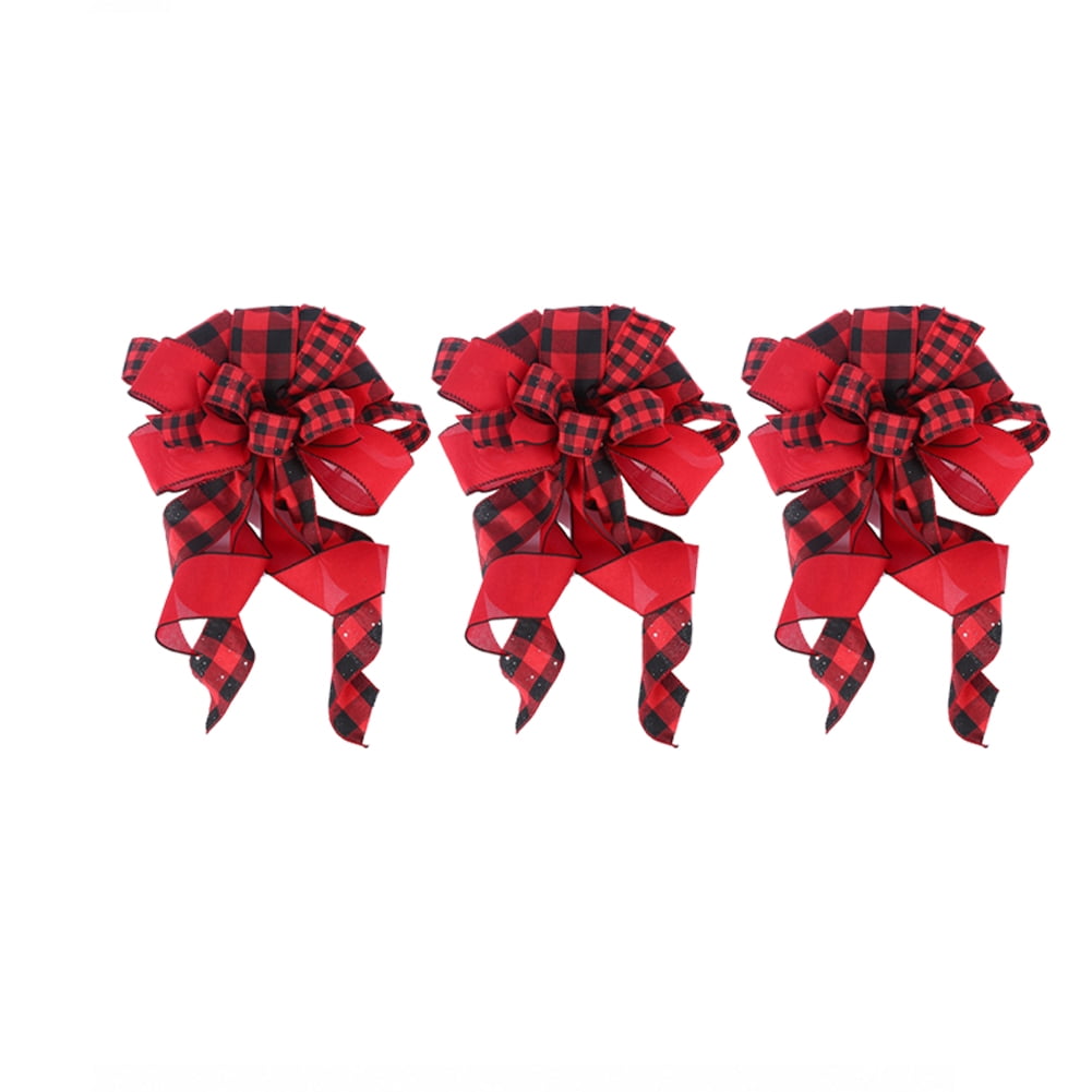 Large Christmas Bows Decorations,Buffalo Plaid Bow for Christmas wreath,window, chandelier,Table,Stairs,23"X13" Xmas Tree Topper Ornament,Winter Party Birthday Wedding Christmas Decoration 3PCS