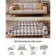 thumbnail image 3 of Red Buffalo Plaid Geometric Abstract Grid Checkered Sofa Couch Covers for Dog,Washable Sectional Couch Slipcoverfor Loveseat with Tassels,Non Slip Sofa Throw Cover Blanket Large 71''x102'', 3 of 8