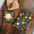 thumbnail image 5 of Pioneer Flower Kitchen Oven Mitt and Pot Holder Sets 2 Pcs for Baking, Cooking and Grilling, Heat Resistant Up To 392 °F, 5 of 7