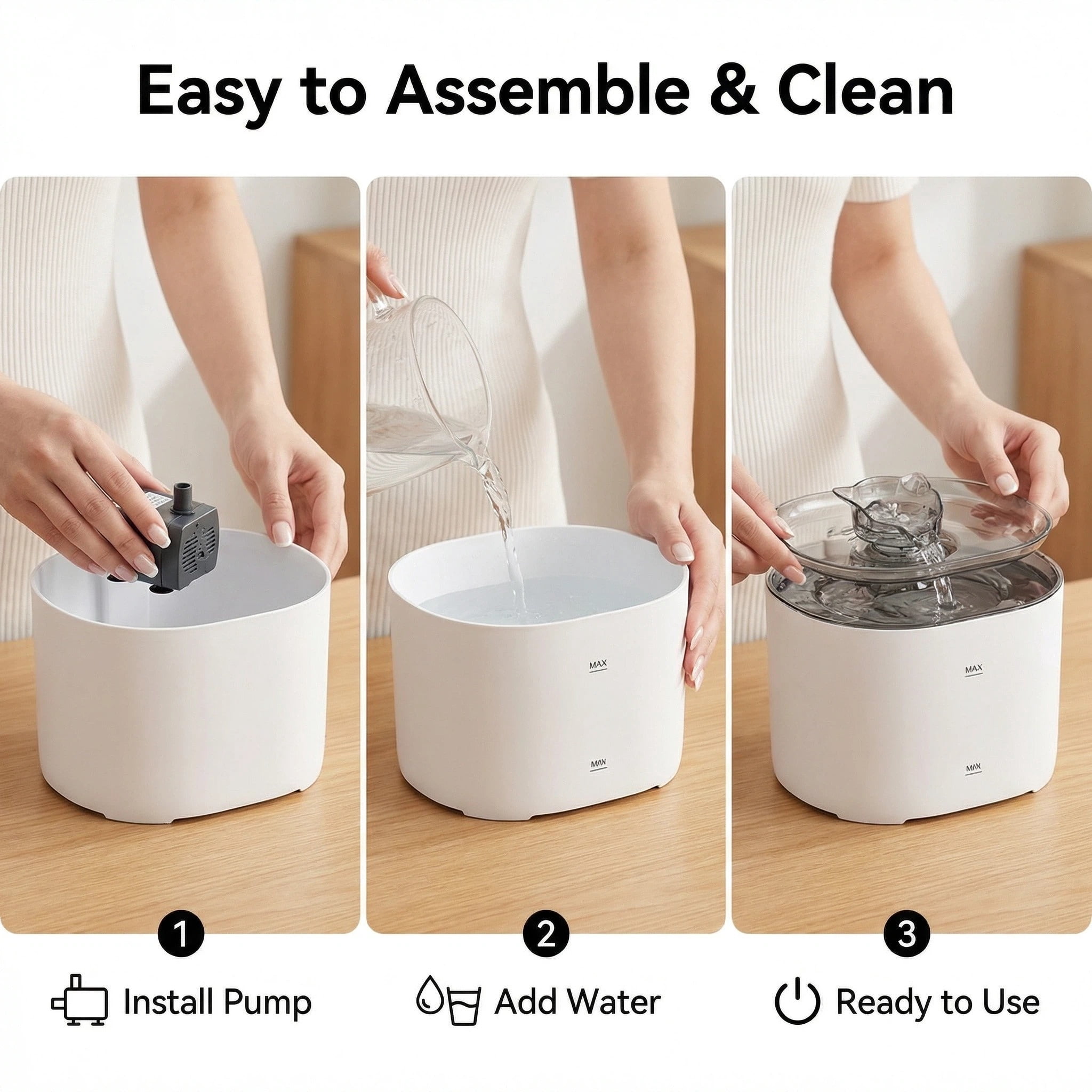 Zengdainm Cat Fountains for Drinking,74Oz/2.2L Pet Cat Water Fountain, Corded Automatic Water Dispenser for Cats Dog