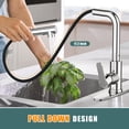 thumbnail image 3 of KINGTACK Kitchen Faucets, Chrome Kitchen Faucet with Pull Down Sprayer, Stainless Steel Commercial Utility Kitchen Faucets for Sink 3 Hole for Bar Rv Camper Laundry Outdoor Farmhouse Sink, 3 of 11