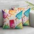 thumbnail image 3 of GOSMITH  Ice Cream Pillow Covers Summer Watercolor Green Yellow Red Print Decorative Throw Pillows Summer Decorations Pillowcase Square Cushion Cover Decor Home Couch Bed Soft, 3 of 5