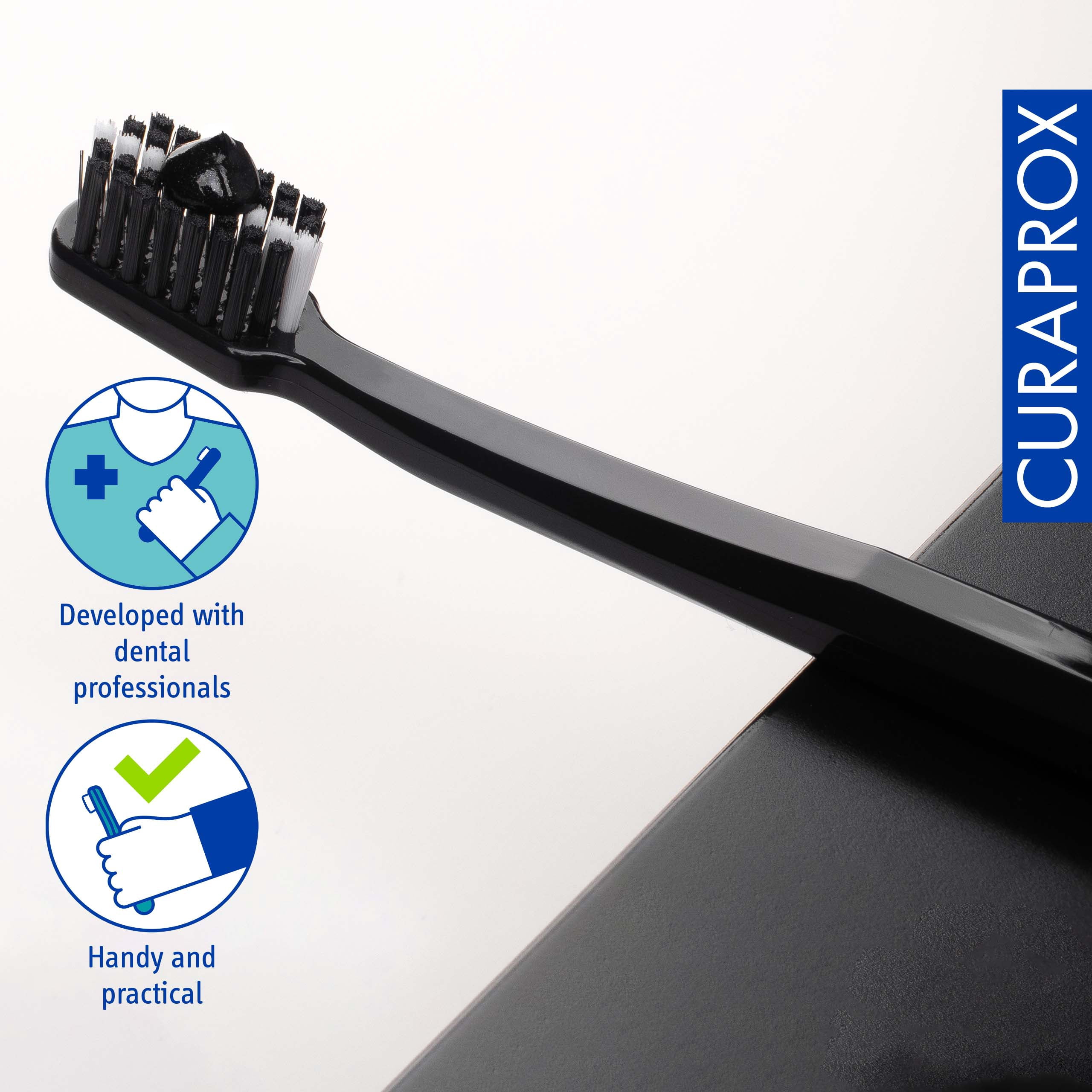 Curaprox Black is White Duo Toothbrush – Ultra Soft Carbon Whitening, Black/White, 2-Pack