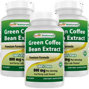3 Pack Best Naturals Green Coffee Bean Extract 800 mg 60 Vegetarian Capsules
