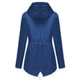 thumbnail image 5 of Baqcunre Plus Size Tops For Women Ladies' Solid Hooded Slim Pocket Hooded Striped Raincoat Windbreaker Coat Tops For Women 2023 Trench Coats For Women Blue 2 4XL, 5 of 6