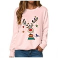 thumbnail image 5 of Kaprioy Sweatshirts for Women Cute Elk Gift Long Sleeve Shirt Pullover Tops Christmas Graphic Fall Fashion Clothing Pink, L, 5 of 6