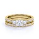 thumbnail image 3 of JeenMata Anillo de Boda Estilo Victoriano de Tres Piedras con Pavé de Diamantes de Talla Princesa Engastado en Oro Amarillo de 10 K, 3 of 6