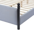thumbnail image 6 of Christopher Knight Home 48" Striped King Upholstered Bed Frame with Headboard, Black+Blue White, 6 of 10