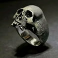 thumbnail image 4 of K-KED Black Horror Skull Ring Men's Punk Vintage Skull Ring Biker Delicate Jewelry Halloween-13-01# ANTIQUE-PEWTER, 4 of 9