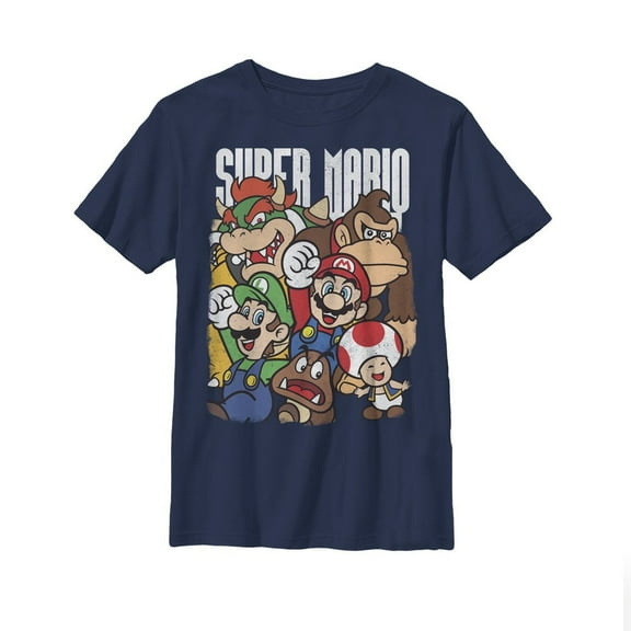 Boy's Nintendo Super Mario Party  Graphic Tee Navy Blue Large
