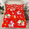 thumbnail image 2 of Manfei Lovely Santa Claus Full Sheet Set,Xmas Reindeer Unicorn Red White,Decor For Kids,4-Piece, 2 of 7