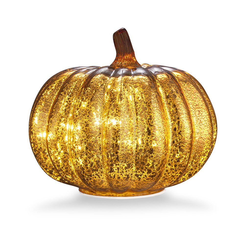 Silver 5.5 simpdecor Mercury Glass Pumpkin Light with Timer for Halloween and Home Decor Battery Operated 