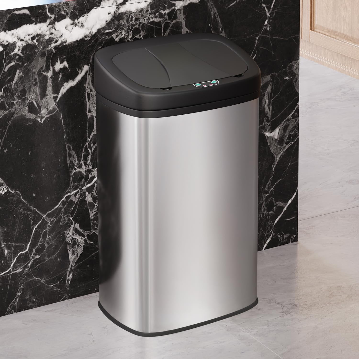 BIQWBIC 22 Gallon Automatic Touchless Trash Can, Stainless Steel Kitchen Garbage Bin with Sensor for Home & Office, Silver